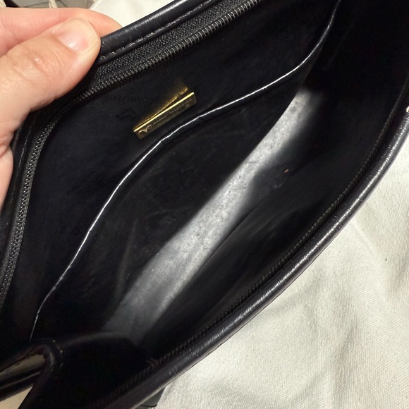 VINTAGE Mario Valentino V Mark Embossed Black Leather Clutch
